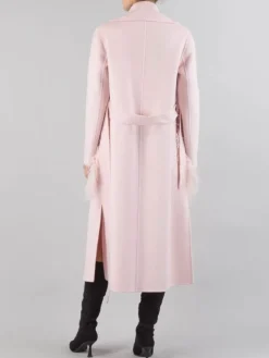 New ELEVEN CAPPOTTO LUNGO IN LANA CON TASCHE PROFILATE DI PIUME Rosa
