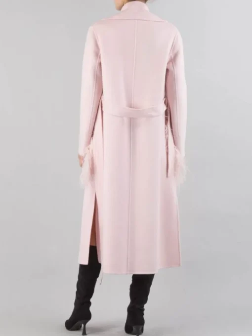 New ELEVEN CAPPOTTO LUNGO IN LANA CON TASCHE PROFILATE DI PIUME Rosa