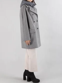 Fashion MOUCHE CAPPOTTO OVERSIZE IN PANNO CON IMBOTTITURA PARZIALE E CAPPUCCIO Grigio