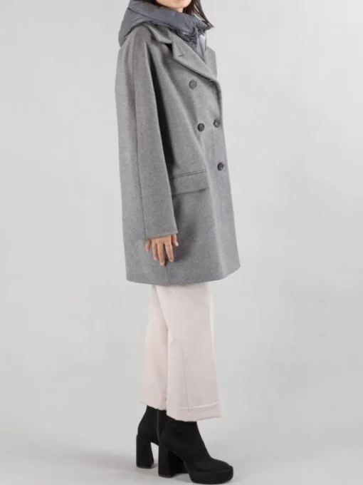 Fashion MOUCHE CAPPOTTO OVERSIZE IN PANNO CON IMBOTTITURA PARZIALE E CAPPUCCIO Grigio