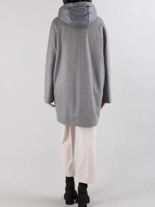 Fashion MOUCHE CAPPOTTO OVERSIZE IN PANNO CON IMBOTTITURA PARZIALE E CAPPUCCIO Grigio