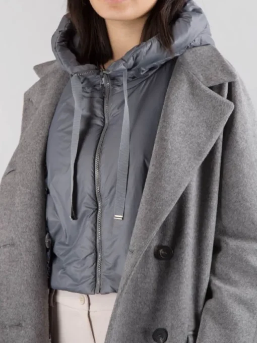 Fashion MOUCHE CAPPOTTO OVERSIZE IN PANNO CON IMBOTTITURA PARZIALE E CAPPUCCIO Grigio