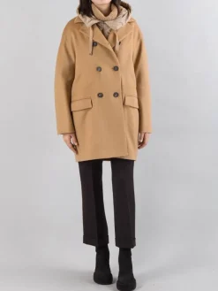 Fashion MOUCHE CAPPOTTO OVERSIZE IN PANNO CON IMBOTTITURA PARZIALE E CAPPUCCIO Cammello