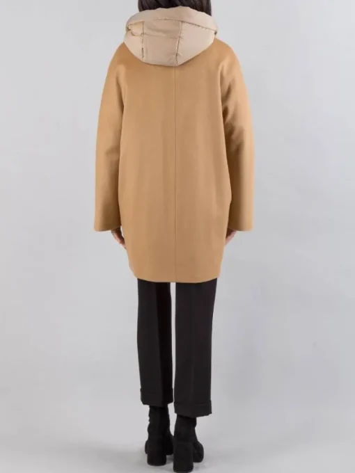 Fashion MOUCHE CAPPOTTO OVERSIZE IN PANNO CON IMBOTTITURA PARZIALE E CAPPUCCIO Cammello