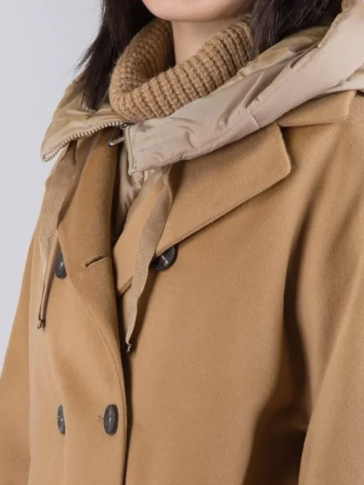 Fashion MOUCHE CAPPOTTO OVERSIZE IN PANNO CON IMBOTTITURA PARZIALE E CAPPUCCIO Cammello