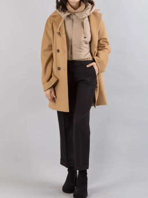 Fashion MOUCHE CAPPOTTO OVERSIZE IN PANNO CON IMBOTTITURA PARZIALE E CAPPUCCIO Cammello