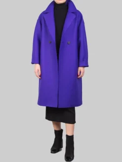 New HARRIS WHARF LONDON CAPPOTTO OVERSIZE DOPPIOPETTO IN LANA VERGINE PRESSATA Viola