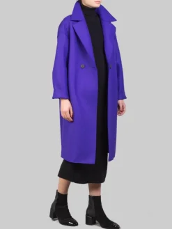 New HARRIS WHARF LONDON CAPPOTTO OVERSIZE DOPPIOPETTO IN LANA VERGINE PRESSATA Viola