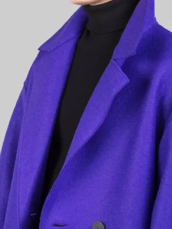 New HARRIS WHARF LONDON CAPPOTTO OVERSIZE DOPPIOPETTO IN LANA VERGINE PRESSATA Viola