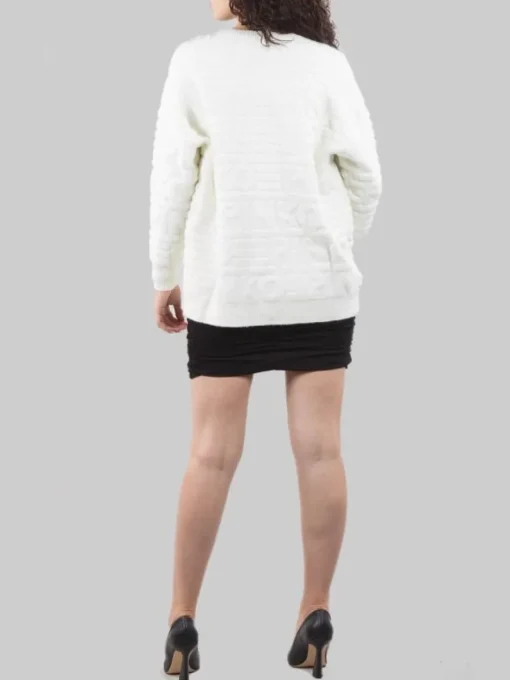 Fashion PINKO CARDIGAN DAINO IN MORBIDO TESSUTO EFFETTO SPUGNA CON PIETRE E STRASS APPLICATI Bianco