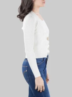 Clearance PINKO CARDIGAN TILACINO CON LOGO TRASPARENTE Bianco