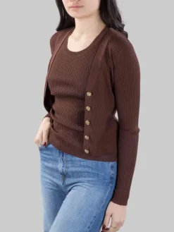 Best PINKO CARDIGAN TILACINO CON LOGO TRASPARENTE Marrone
