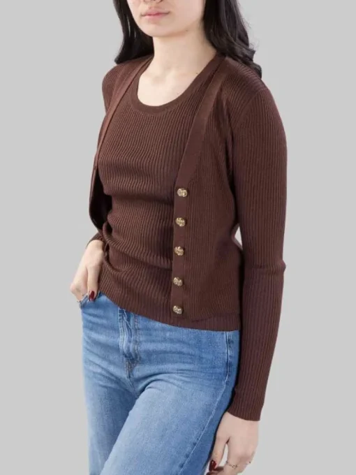 Best PINKO CARDIGAN TILACINO CON LOGO TRASPARENTE Marrone