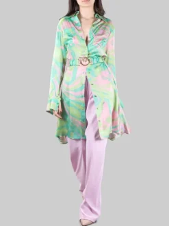 New PINKO CHEMISIER CASSIOPEA A FANTASIA CON CINTURA LOVE BIRDS IN VITA Fantasiaverde