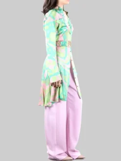 New PINKO CHEMISIER CASSIOPEA A FANTASIA CON CINTURA LOVE BIRDS IN VITA Fantasiaverde