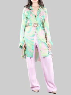 New PINKO CHEMISIER CASSIOPEA A FANTASIA CON CINTURA LOVE BIRDS IN VITA Fantasiaverde