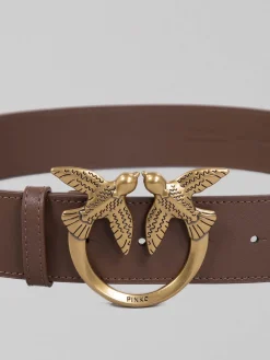 Fashion PINKO CINTURA LOVE BERRY IN PELLE LISCIA CON FIBBIA LOVE BIRDS Marrone