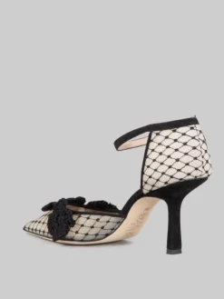 Fashion PROSPERINE DÉCOLLETÉ CON RETE RICAMATA E FIORI CROCHET Nero