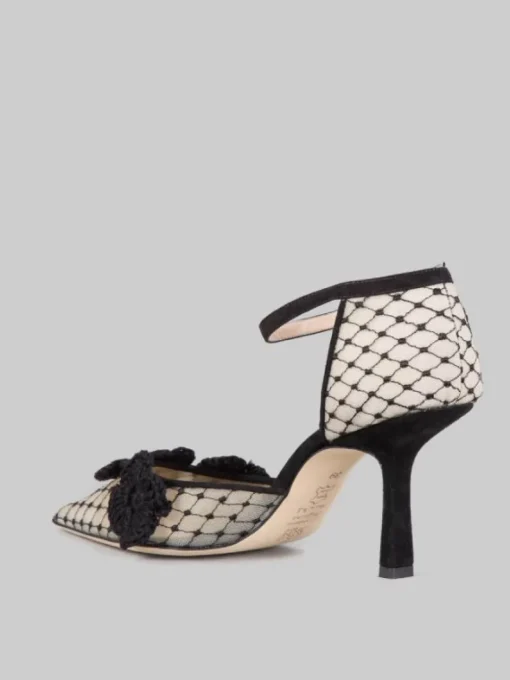 Fashion PROSPERINE DÉCOLLETÉ CON RETE RICAMATA E FIORI CROCHET Nero
