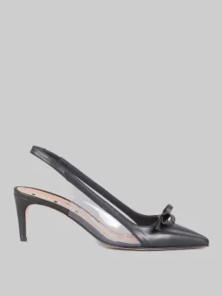 Hot RED VALENTINO DÉCOLLETÉ IN MORBIDA PELLE CON INSERTI IN MATERIALE TRASPARENTE Nero