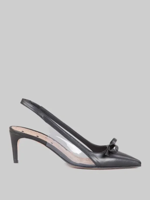 Hot RED VALENTINO DÉCOLLETÉ IN MORBIDA PELLE CON INSERTI IN MATERIALE TRASPARENTE Nero