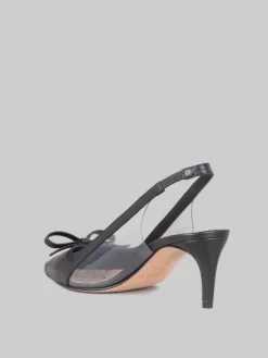 Hot RED VALENTINO DÉCOLLETÉ IN MORBIDA PELLE CON INSERTI IN MATERIALE TRASPARENTE Nero
