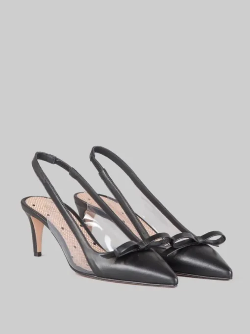 Hot RED VALENTINO DÉCOLLETÉ IN MORBIDA PELLE CON INSERTI IN MATERIALE TRASPARENTE Nero