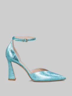 Clearance SERGIO CIMADAMORE DÉCOLLETÉ IN PELLE LAMINATA EFFETTO CANDY SKY Celeste