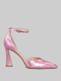 Discount SERGIO CIMADAMORE DÉCOLLETÉ IN PELLE LAMINATA CON CINTURINO ALLA CAVIGLIA Fuxia