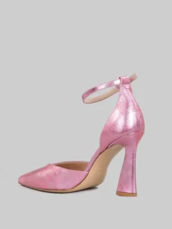 Discount SERGIO CIMADAMORE DÉCOLLETÉ IN PELLE LAMINATA CON CINTURINO ALLA CAVIGLIA Fuxia
