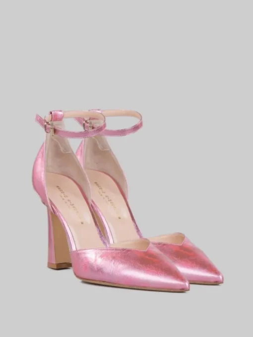 Discount SERGIO CIMADAMORE DÉCOLLETÉ IN PELLE LAMINATA CON CINTURINO ALLA CAVIGLIA Fuxia