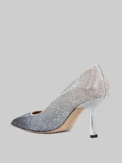 Online PROSPERINE DÉCOLLETÉ IN PELLE RICOPERTA DI STRASS E NERA Argento