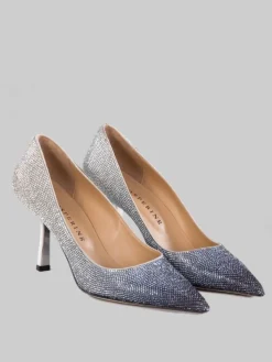 Online PROSPERINE DÉCOLLETÉ IN PELLE RICOPERTA DI STRASS E NERA Argento