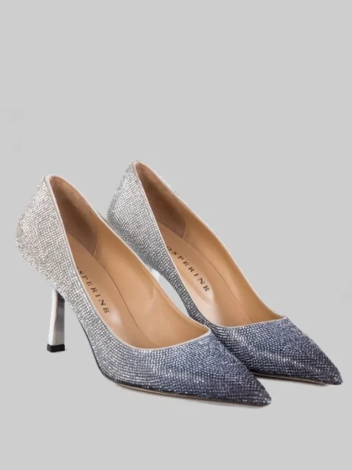 Online PROSPERINE DÉCOLLETÉ IN PELLE RICOPERTA DI STRASS E NERA Argento