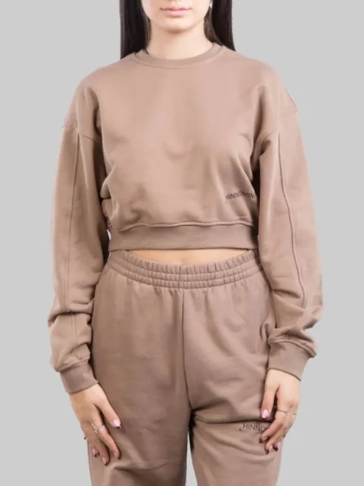 New HINNOMINATE FELPA CORTA GIROCOLLO OVERSIZE Tortora
