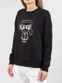 Online KARL LAGERFELD FELPA GIROCOLLO CON GRAFICA ORO METALLIZZATO Nero