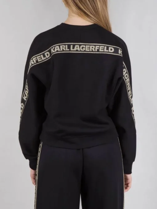 Outlet KARL LAGERFELD FELPA GIROCOLLO CON NASTRO LOGATO Nero