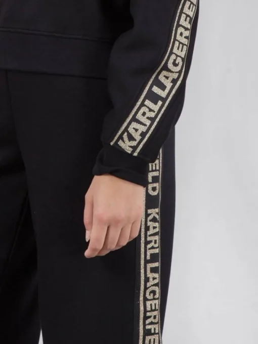 Outlet KARL LAGERFELD FELPA GIROCOLLO CON NASTRO LOGATO Nero