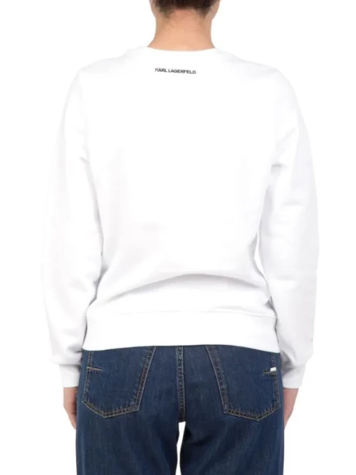 Clearance KARL LAGERFELD FELPA IKONIK KARL SWEATSHIRT IN COTONE GIROCOLLO BIANCA Bianco