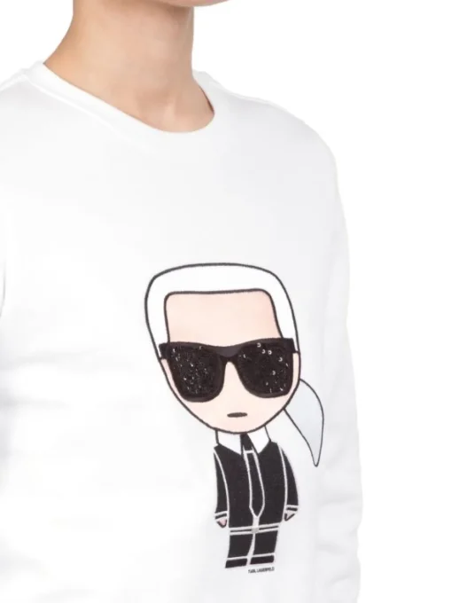 Clearance KARL LAGERFELD FELPA IKONIK KARL SWEATSHIRT IN COTONE GIROCOLLO BIANCA Bianco
