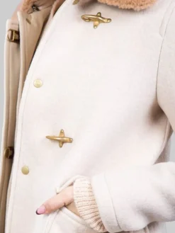 Hot FAY GIACCA 3 GANCI IN LANA EFFETTO VINTAGE CON COLLETTO IN ECO SHEARLING Beige