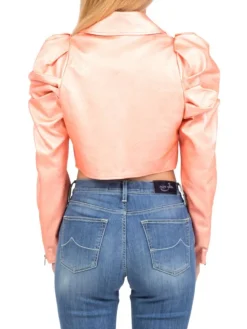 Sale ANIYE BY GIACCA CHIODO CORTA IN ECOPELLE LAMINATA CORALLO Rosa