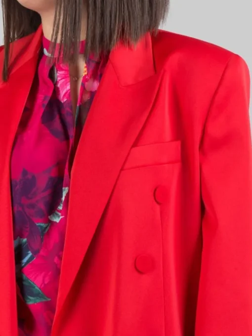 New PINKO GIACCA DOPPIOPETTO IN TESSUTO ELASTICIZZATO LUCIDO Rosso