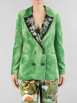 Discount 5 PROGRESS GIACCA DOPPIOPETTO IN VELLUTO CON REVERS DECORATI Verde