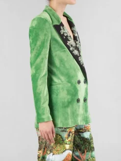 Discount 5 PROGRESS GIACCA DOPPIOPETTO IN VELLUTO CON REVERS DECORATI Verde