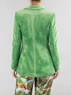 Discount 5 PROGRESS GIACCA DOPPIOPETTO IN VELLUTO CON REVERS DECORATI Verde