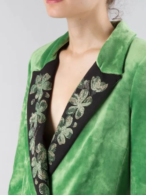 Discount 5 PROGRESS GIACCA DOPPIOPETTO IN VELLUTO CON REVERS DECORATI Verde