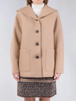Best HARRIS WHARF LONDON GIACCA IN LANA VERGINE CON CAPPUCCIO Beige