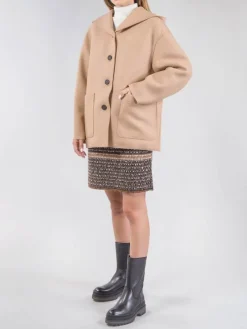 Best HARRIS WHARF LONDON GIACCA IN LANA VERGINE CON CAPPUCCIO Beige