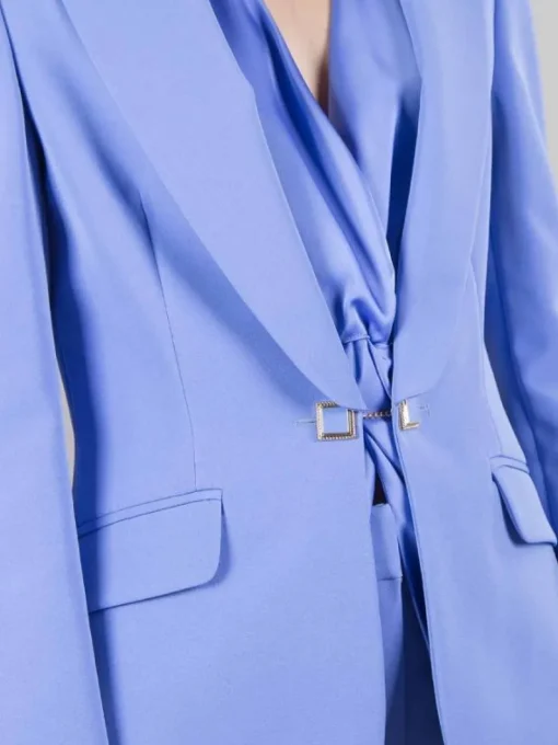 New HANITA GIACCA MONOPETTO BLU CON BOTTONE GIOIELLO Pervinca